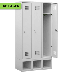 Zeige Details für Garderobenschrank auf Schuhfach, 3 Abteile mit 400 mm Abteilbreite ab Lager Bild von Garderobenschrank auf Schuhfach, 3 Abteile mit 400 mm Abteilbreite ab Lager