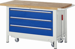 Zeige Details für Werkbank mit absenkbarem Fahrgestell Modell 8357, B 1500xT 700xH 880mm, Buche-Massiv-Platte 40mm Bild von Werkbank mit absenkbarem Fahrgestell Modell 8357, B 1500xT 700xH 880mm, Buche-Massiv-Platte 40mm