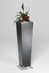 Zeige Details für Aschersäule mit Pflanzeneinsatz, H 110 in Pyramidenstumpfform, antik-silber
 Bild von Aschersäule mit Pflanzeneinsatz, H 110 in Pyramidenstumpfform, antik-silber