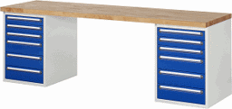 Zeige Details für Werkbank Modell 7515, B 2500 x T 700 x H 840 mm, Buche-Massiv-Platte 40 mm Bild von Werkbank Modell 7515, B 2500 x T 700 x H 840 mm, Buche-Massiv-Platte 40 mm