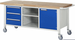 Zeige Details für Fahrbare Werkbank Modell 8563, B 2000xT 700xH 880-1080mm, Buche-Massiv-Platte 40mm Bild von Fahrbare Werkbank Modell 8563, B 2000xT 700xH 880-1080mm, Buche-Massiv-Platte 40mm