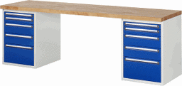 Zeige Details für Werkbank Modell 7511, B 2500 x T 700 x H 840 mm, Buche-Massiv-Platte 40 mm Bild von Werkbank Modell 7511, B 2500 x T 700 x H 840 mm, Buche-Massiv-Platte 40 mm