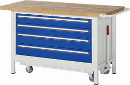 Zeige Details für Werkbank mit absenkbarem Fahrgestell Modell 8362, B 1500xT 700xH 880mm, Buche-Massiv-Platte 40mm Bild von Werkbank mit absenkbarem Fahrgestell Modell 8362, B 1500xT 700xH 880mm, Buche-Massiv-Platte 40mm