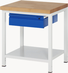 Zeige Details für Werkbank Basic-8, 750x700x840-1040 mm LxTxH, mit Ablageboden und Schublade Bild von Werkbank Basic-8, 750x700x840-1040 mm LxTxH, mit Ablageboden und Schublade