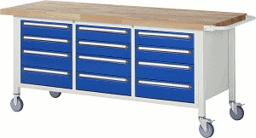 Zeige Details für Fahrbare Werkbank Modell 8579, B 2000xT 700xH 880mm, Buche-Massiv-Platte 40mm Bild von Fahrbare Werkbank Modell 8579, B 2000xT 700xH 880mm, Buche-Massiv-Platte 40mm