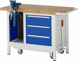 Zeige Details für Werkbank mit absenkbarem Fahrgestell Modell 8183, B 1250xT 700xH 880mm, Buche-Massiv-Platte 40mm Bild von Werkbank mit absenkbarem Fahrgestell Modell 8183, B 1250xT 700xH 880mm, Buche-Massiv-Platte 40mm