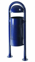 Zeige Details für Stand-Abfallbehälter, Inhalt 40 Liter, feuerverzinkt + pulverbeschichtet, zum aufdübeln Bild von Stand-Abfallbehälter, Inhalt 40 Liter, feuerverzinkt + pulverbeschichtet, zum aufdübeln