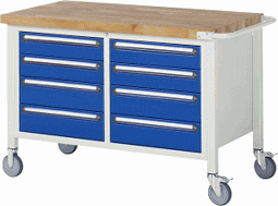 Zeige Details für Fahrbare Werkbank Modell 8477, B 1250xT 700xH 880-1080mm, Buche-Massiv-Platte 40mm Bild von Fahrbare Werkbank Modell 8477, B 1250xT 700xH 880-1080mm, Buche-Massiv-Platte 40mm