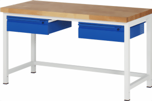 Bild von Werkbank Basic-8, 1500x700x840 mm LxTxH mit 2 Schubladen