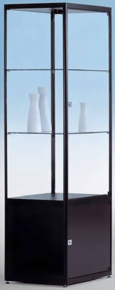 Bild von Säulenvitrine mit Staufach 1820x500x500 mm HxBxT mit 4-seitiger ESG-Verglasung