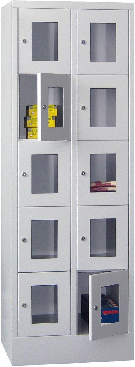 Bild von Schliessfachschrank mit Sichtfenster, 2 Abteile mit je 300 mm, 5 Fächer übereinander, Total 10 Fächer