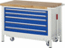 Bild von Werkbank mit absenkbarem Fahrgestell Modell 8371, B 1250xT 700xH 880mm, Buche-Massiv-Platte 40mm