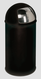 Bild von Abfallsammler Stahl mit Edelstahl Einwurfklappe, RAL 9005 schwarz
