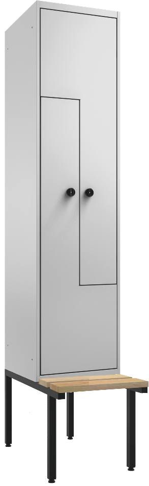 Bild von Z-Garderobenschrank 1 Abteil mit Total 2 Fächern auf untergebauter Sitzbank