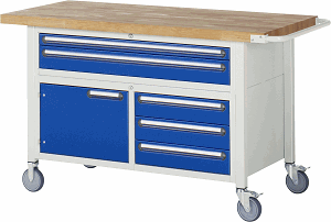 Bild von Fahrbare Werkbank Modell 8922, B 1500xT 700xH 920mm, Buche-Massiv-Platte 40mm