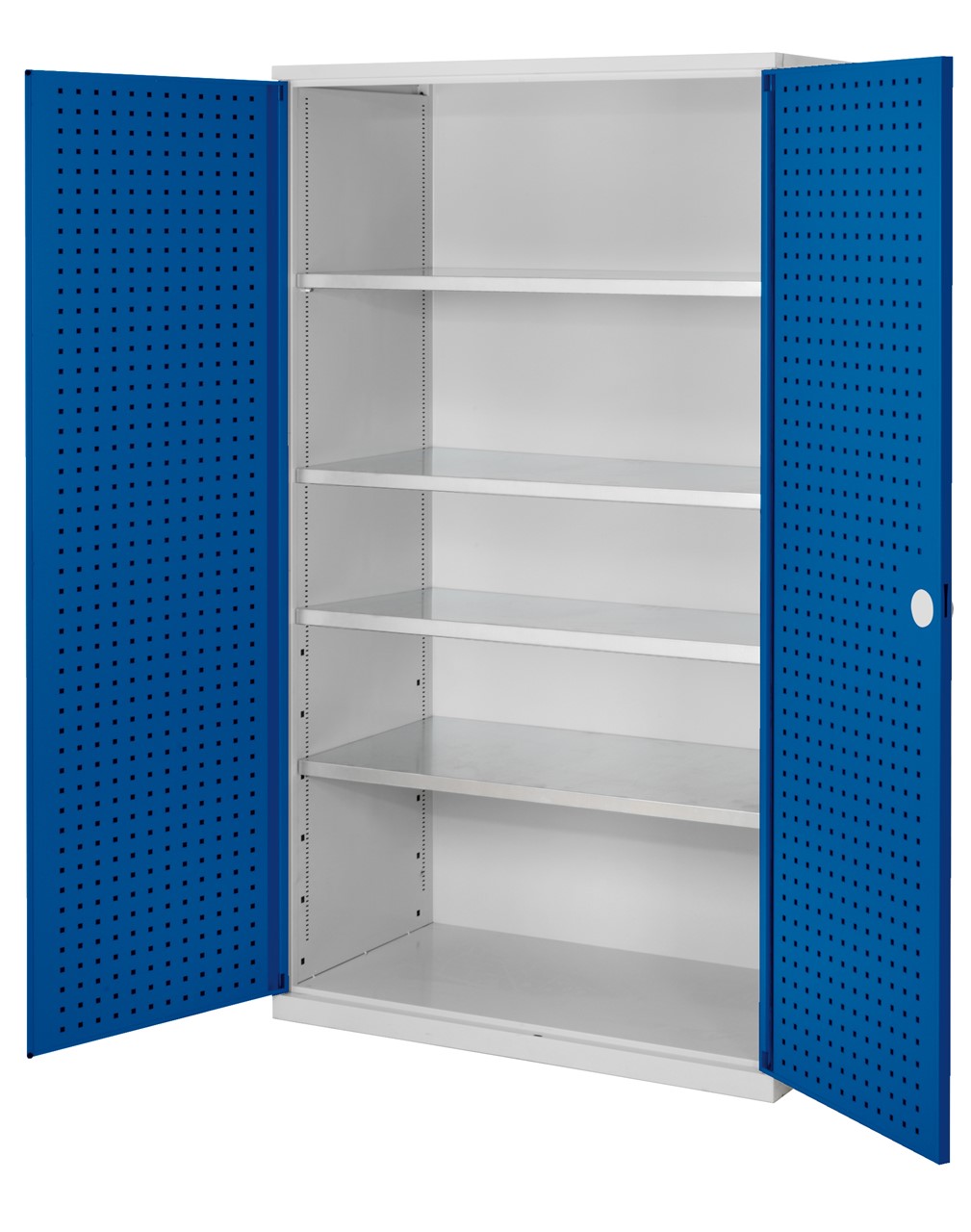 Bild von Grossvolumenschrank 1950x1130x590 mm HxBxT, Korpus RAL 7035 lichtgrau, Türen RAL 5010 enzianblau