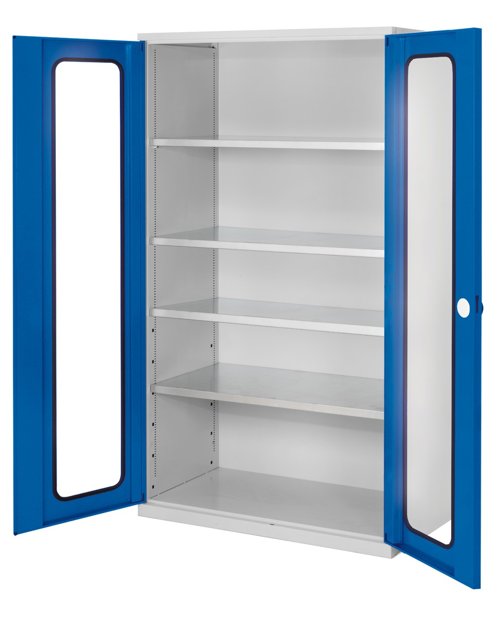 Bild von Grossvolumenschrank 1950x1130x590 mm HxBxT, Korpus RAL 7035 lichtgrau, Türen RAL 5010 enzianblau