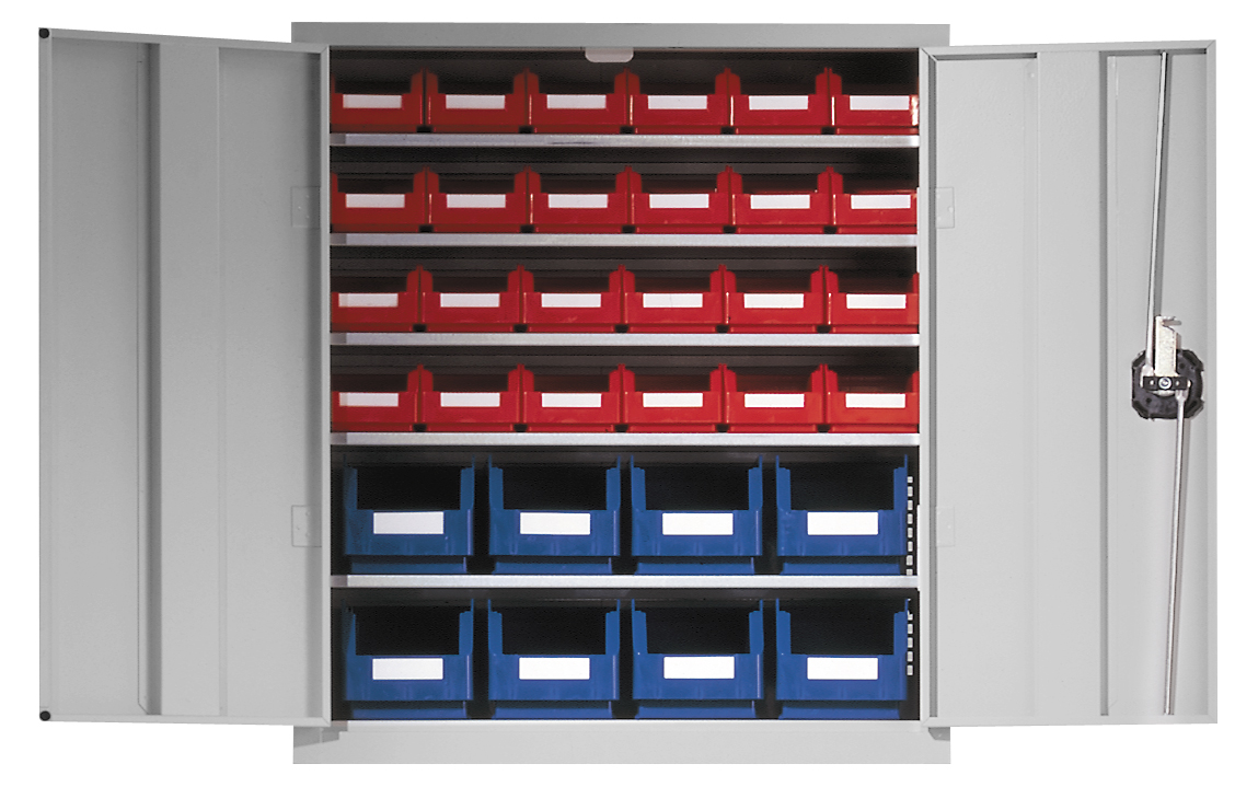 Bild von Ordnungsschrank mit Lagersichtkästen, 780x690x285 mm HxBxT, Modell 13, RAL 7035 lichtgrau