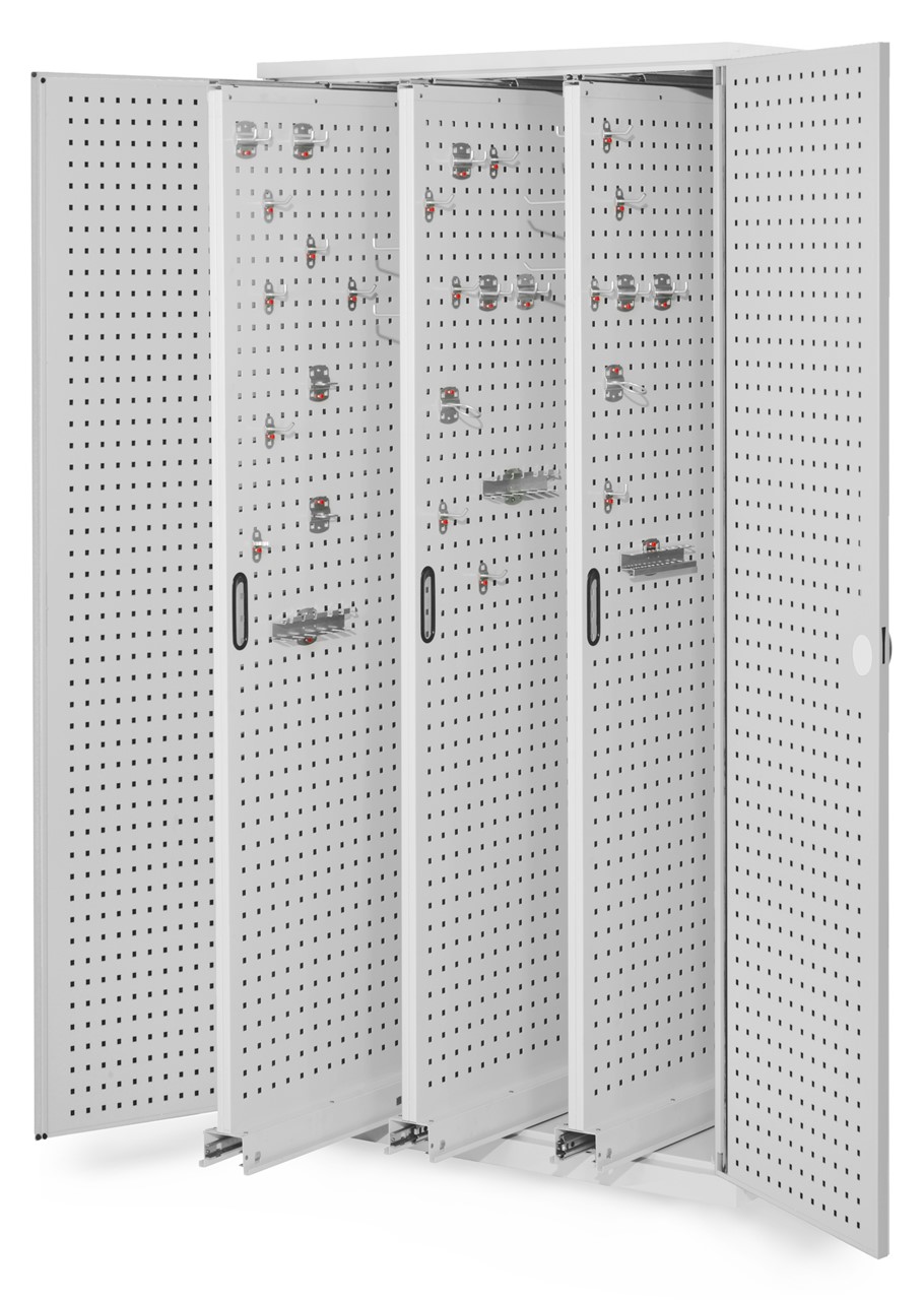 Bild von Vertikalschränke 1950x1000x600 mm HxBxT, 3 Auszüge, Korpus RAL 7035 lichtgrau, Türen RAL 7035 lichtgrau