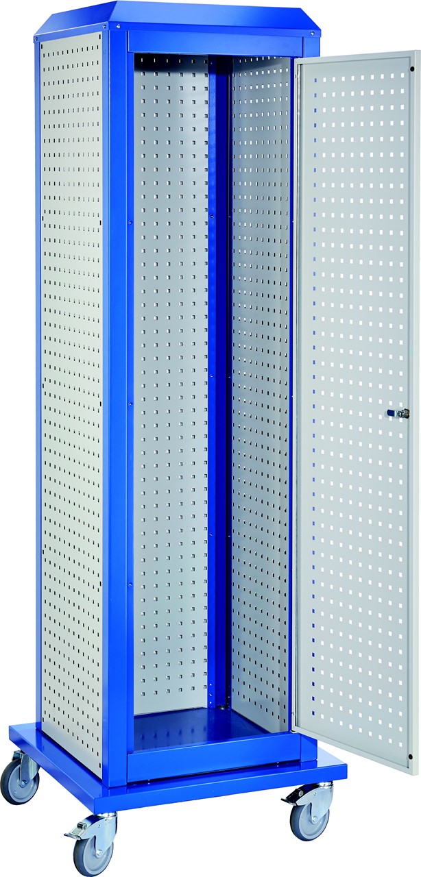 Bild von Tooltower, 2175x700x700 mm HxBxT, mit 3 aussenliegenden Lochplatten und 1 Lochplattentüre, ganze Höhe