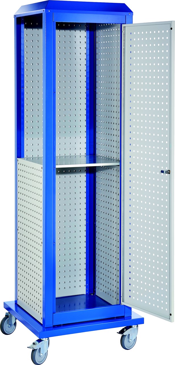 Bild von Tooltower, 2175x700x700 mm HxBxT, mit je 2 aussen-/innenliegende Lochplatten und 1 Lochplattentüre, ganze Höhe, mit 1 aussenliegenden Lochplatte halbe Höhe, 1 Fachboden