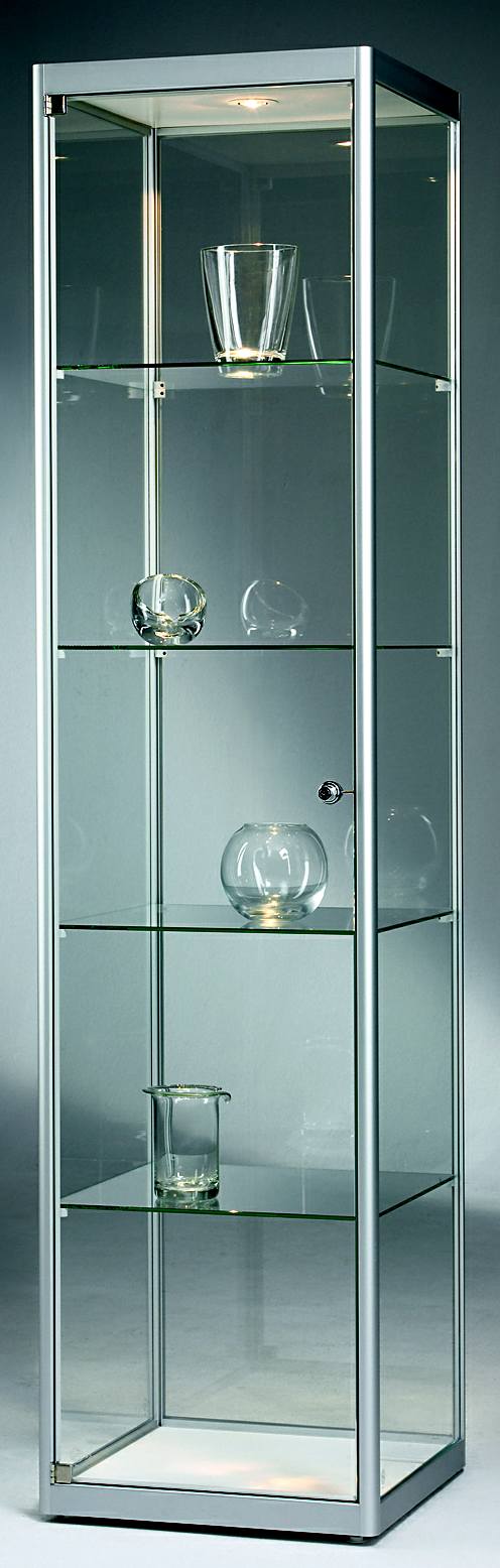 Bild von Vitrine 2000x400x400 mm HxBxT ESG mit Alurahmen, nicht zerlegbar