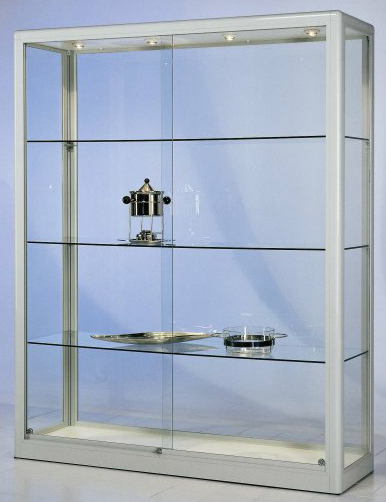 Bild von Vitrine 1020x2000x520 mm BxHxT ESG mit Alurahmen, nicht zerlegbar
