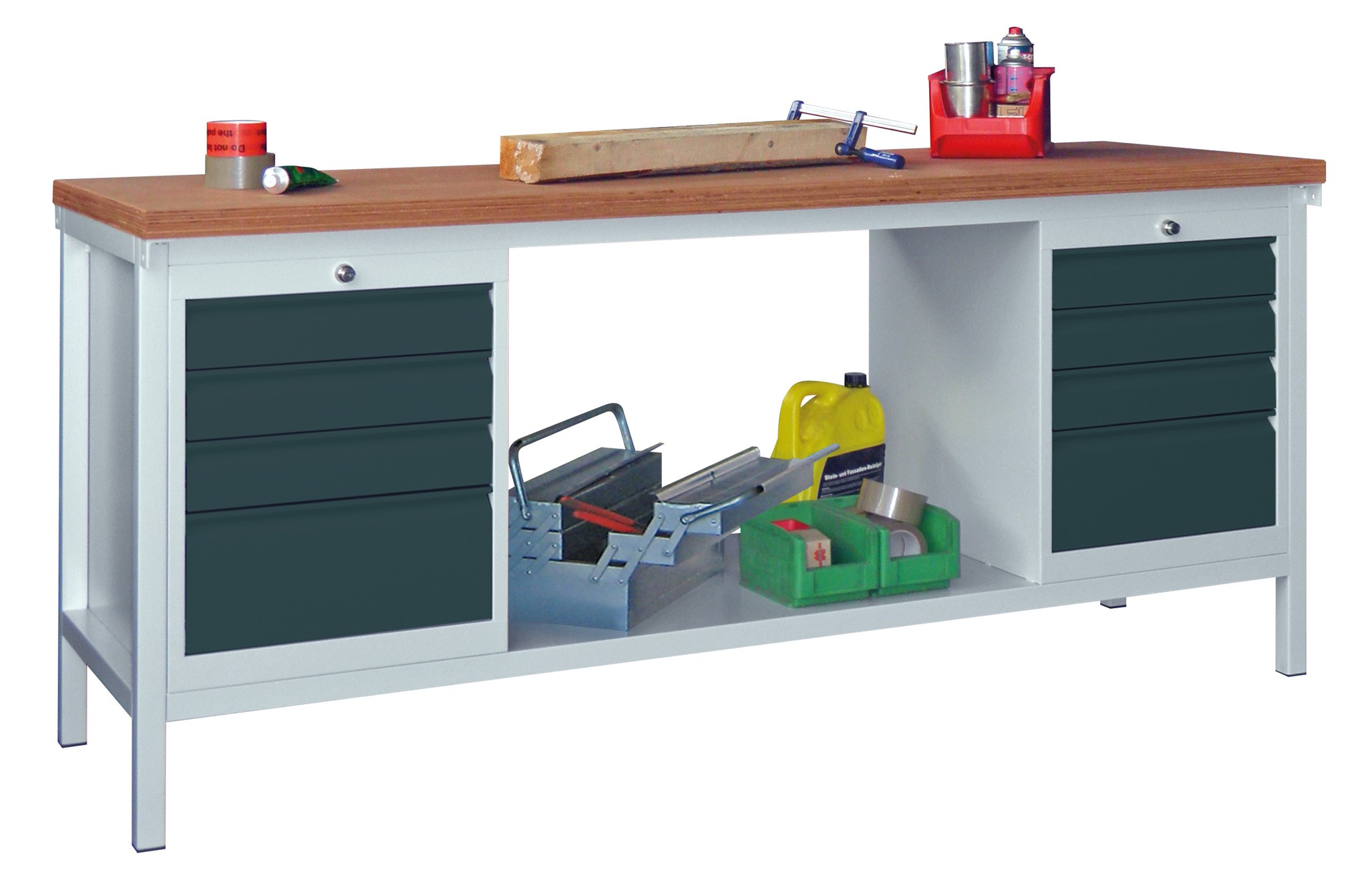 Bild von Werkbank 2000x700x900 mm LxTxH mit 2 Schubladenblöcken