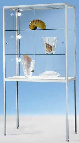 Bild von Hochbeinvitrine 2000x1000x500 mm HxBxT mit 5-seitiger ESG-Verglasung, eckige Profile