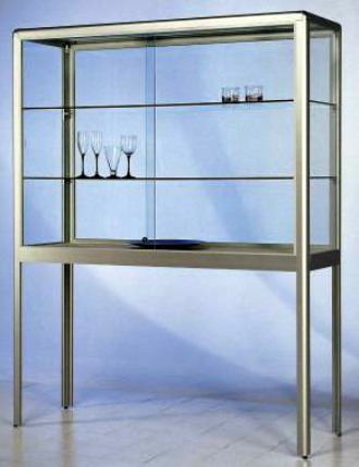 Bild von Vitrine 1020x2000x520 mm BxHxT ESG mit Alurahmen auf Füssen, nicht zerlegbar