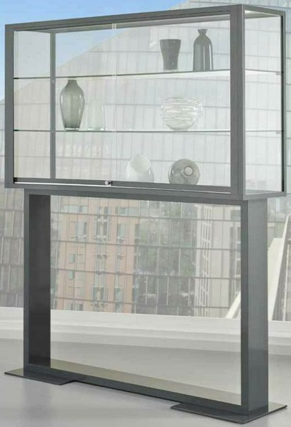 Bild von Austellungsvitrine 1800x1500x400 mm HxBxT mit 5-seitiger ESG-Verglasung, eckige Profile