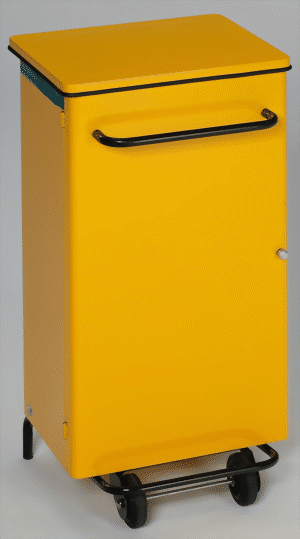 Bild von Hygiene-Abfallsammler 90 Liter mit Pedal, fahrbar, gelb
