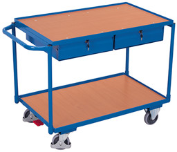 Bild von Tischwagen mit 2 Ladeflächen und 2 Schubladen, 985 x 590 mm BxT