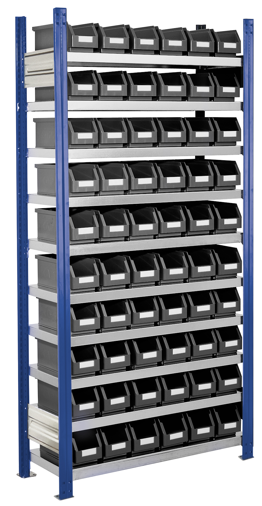 Bild von Sichtlagerkästen-Grundregal, Modell 11, Profile RAL 5010 enzianblau