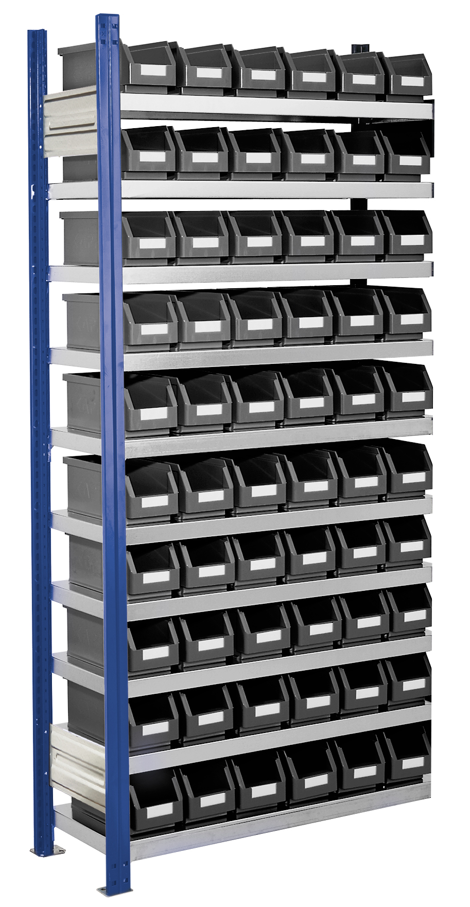 Bild von Sichtlagerkästen-Anbauregal, Modell 11, Profile RAL 5010 enzianblau