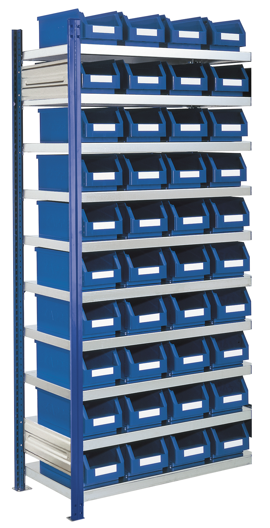 Bild von Sichtlagerkästen-Anbauregal, Modell 13, Profile RAL 5010 enzianblau