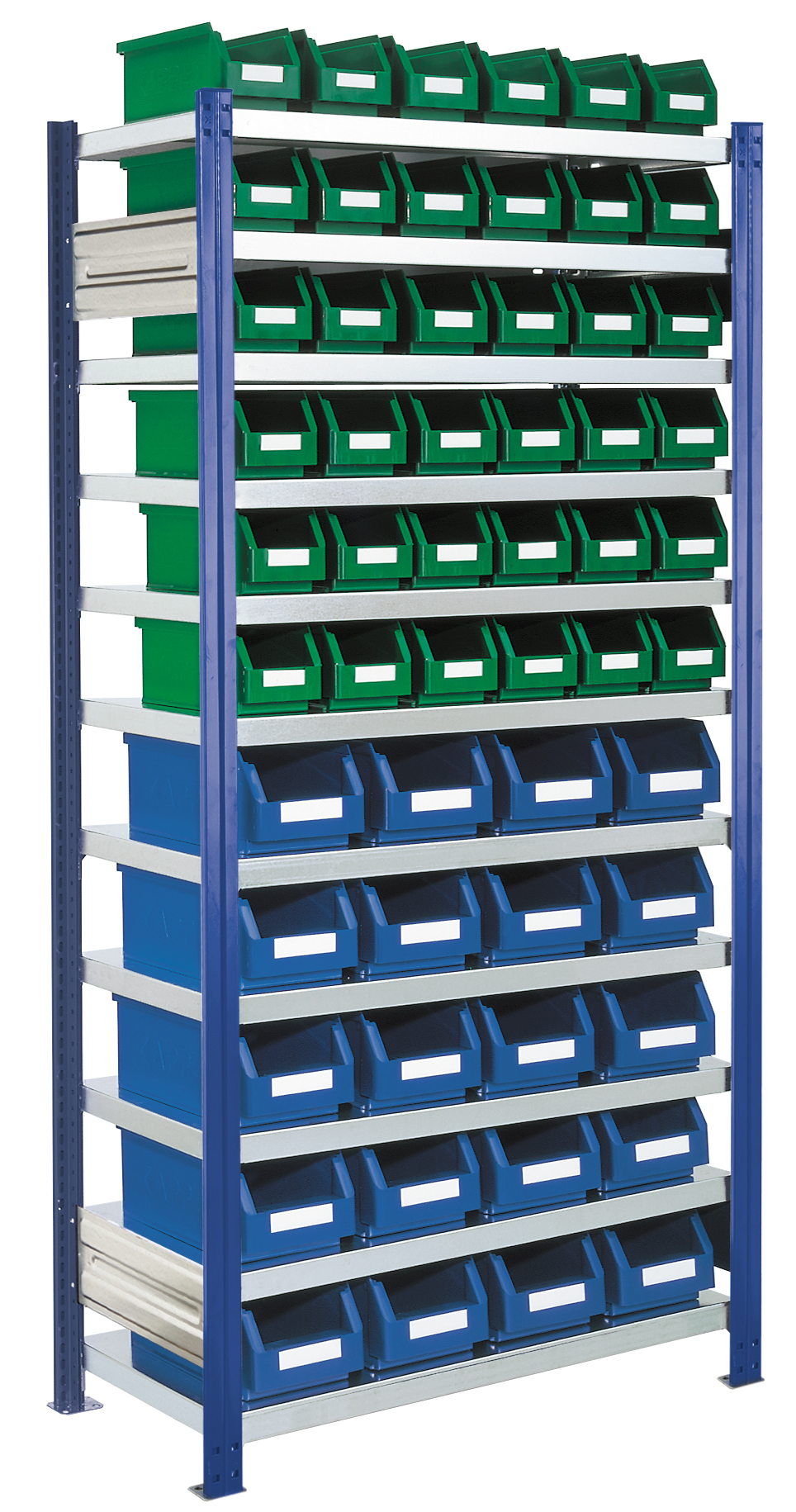 Bild von Sichtlagerkästen-Grundregal, Modell 14, Profile RAL 5010 enzianblau