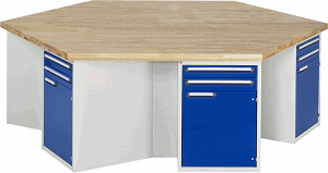 Bild von Werkbank Modell 4092, KL 1350mmxB 2700xT 2340xH 890mm, Buche-Massiv-Platte 40 mm