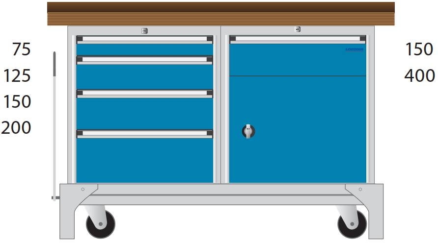 Bild von fahrbare Werkbank 1300x700x850 mm BxTxH