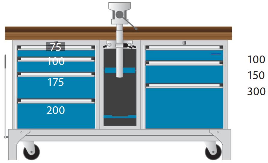 Bild von fahrbare Werkbank 1500x700x850 mm BxTxH