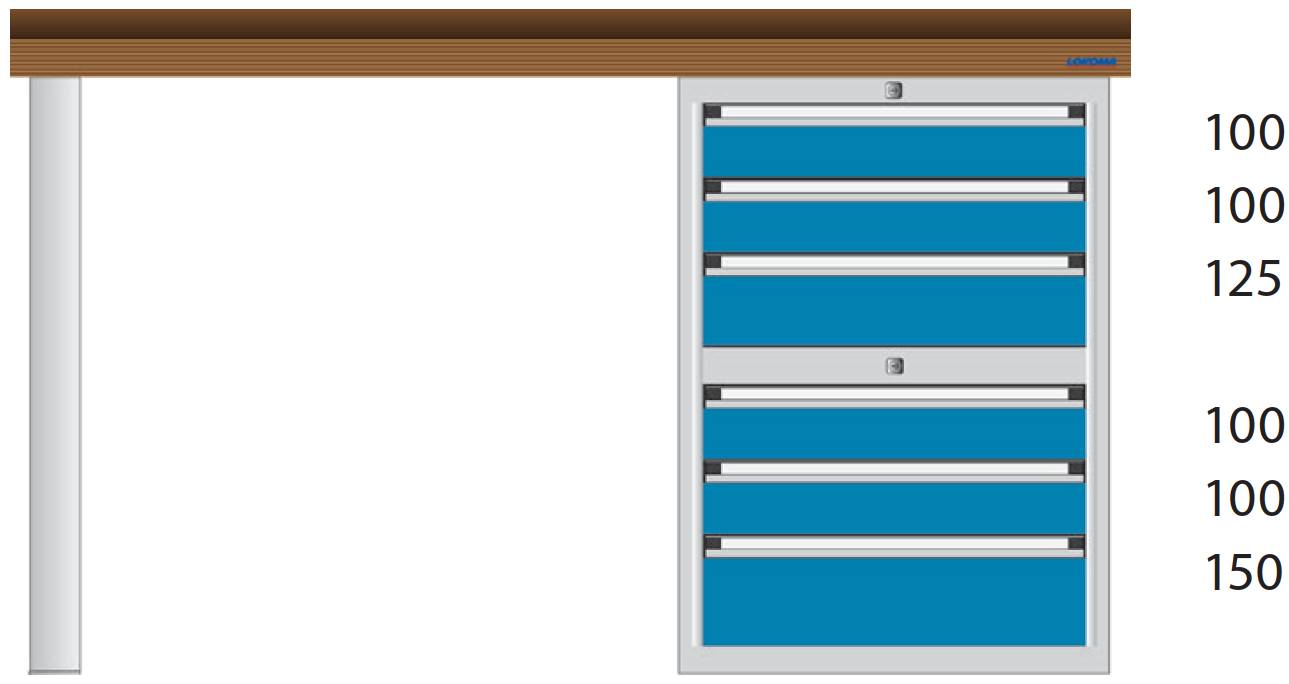 Bild von Werkbank 2000x700x850 mm LxTxH mit Schubladenschrank