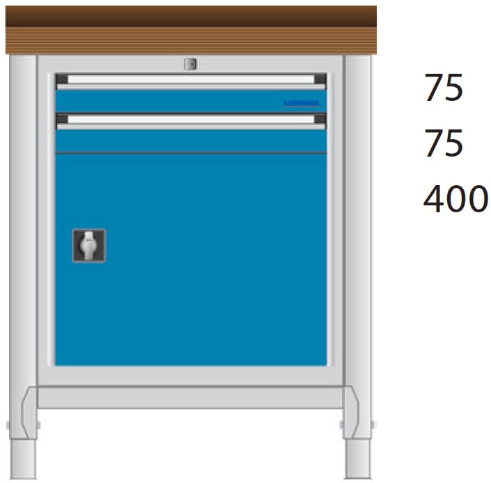 Bild von Werkbank 700x700x850 mm LxTxH mit Schubladenschrank