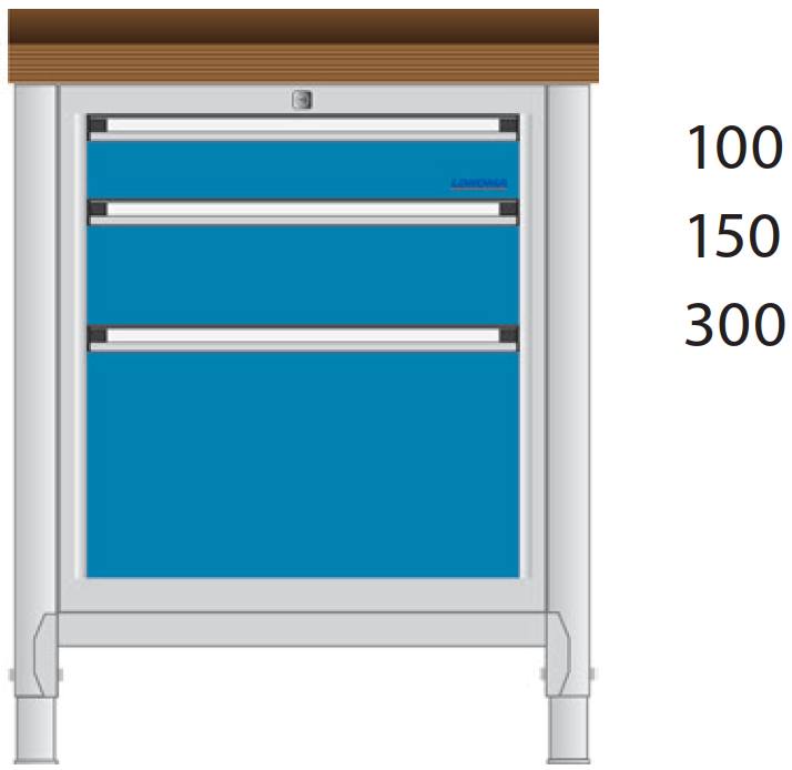 Bild von Werkbank 700x700x850 mm LxTxH mit Schubladenschrank