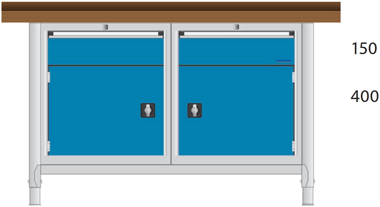 Bild von Werkbank 1500x700x850 mm LxTxH mit Schubladenschrank