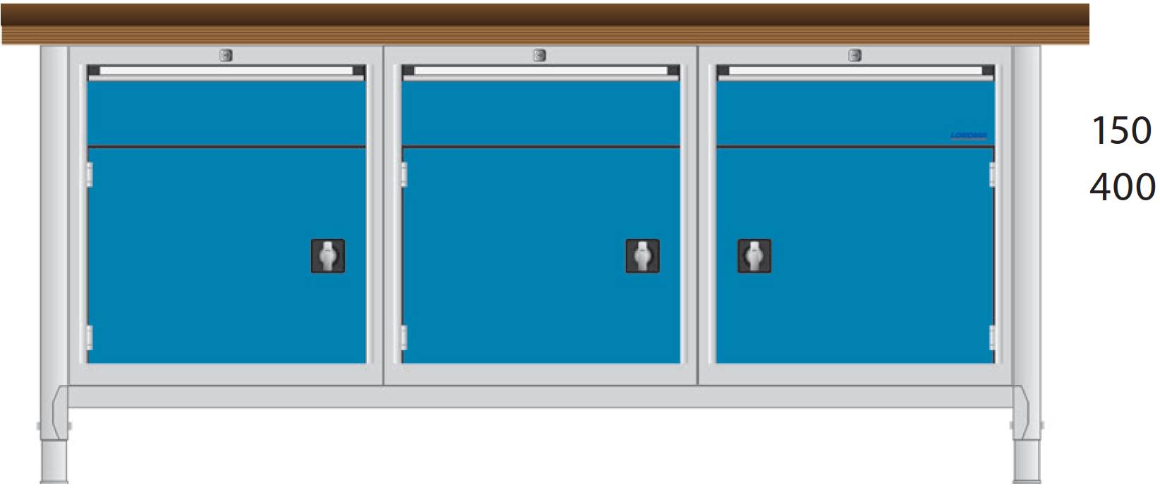 Bild von Werkbank 2000x700x850 mm LxTxH mit Schubladenschränken