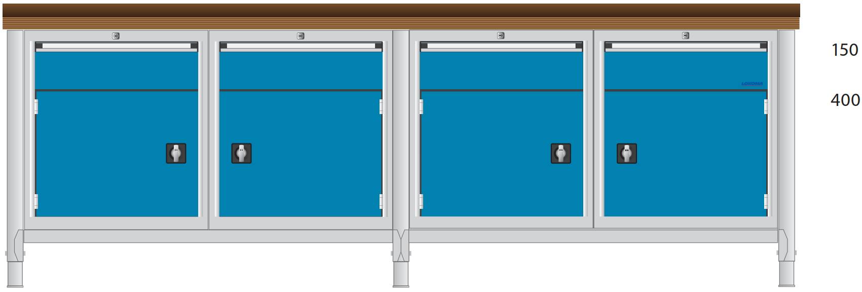 Bild von Werkbank 2500x700x850 mm LxTxH mit Schubladenschränken