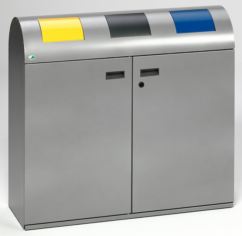 Bild von Wertstoffsammelstation WS 100 R Korpus silber, Einwurfklappen gelb, silber, blau