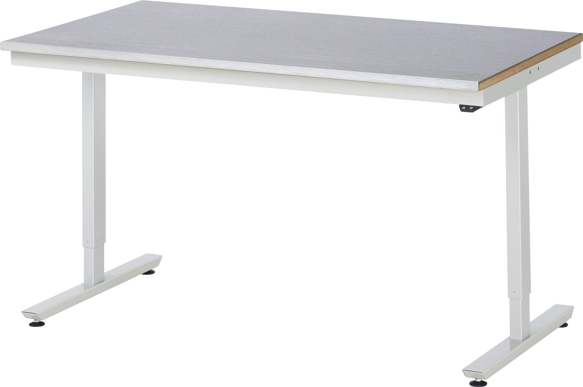 Bild von Arbeitstisch 1500x800x720-1120 mm BxTxH mit Stahlblechbelag-Platte 25 mm (Stahlblechauflage 1.5 mm verzinkt)