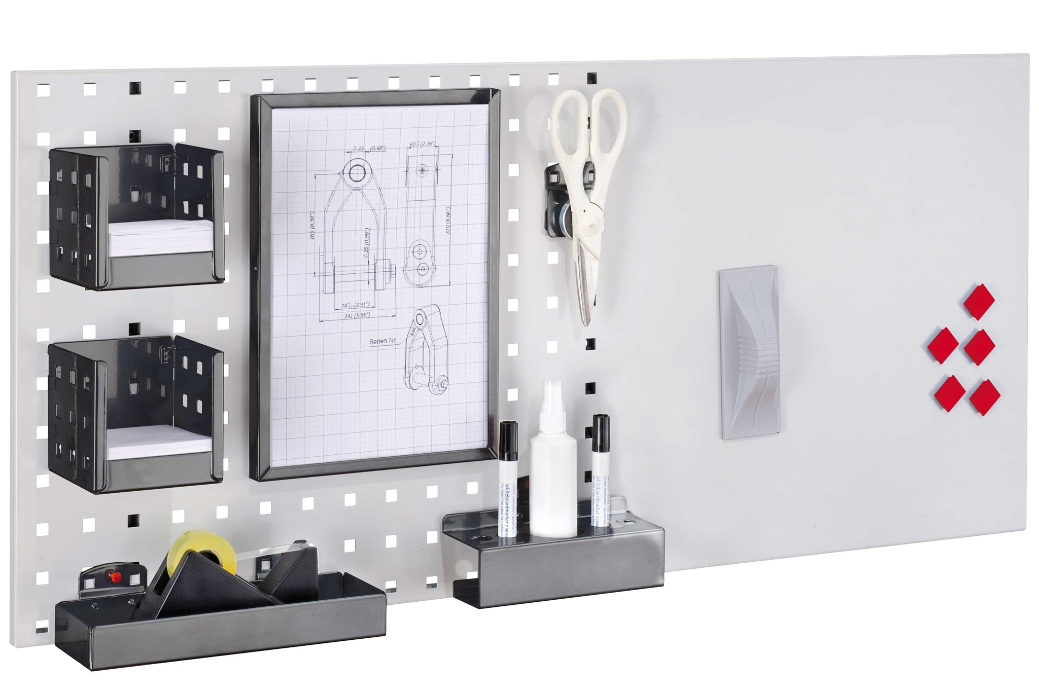 Bild von Office Set 2, 1 x Loch-/Magnetplatte RAL 7016 anthrazitgrau