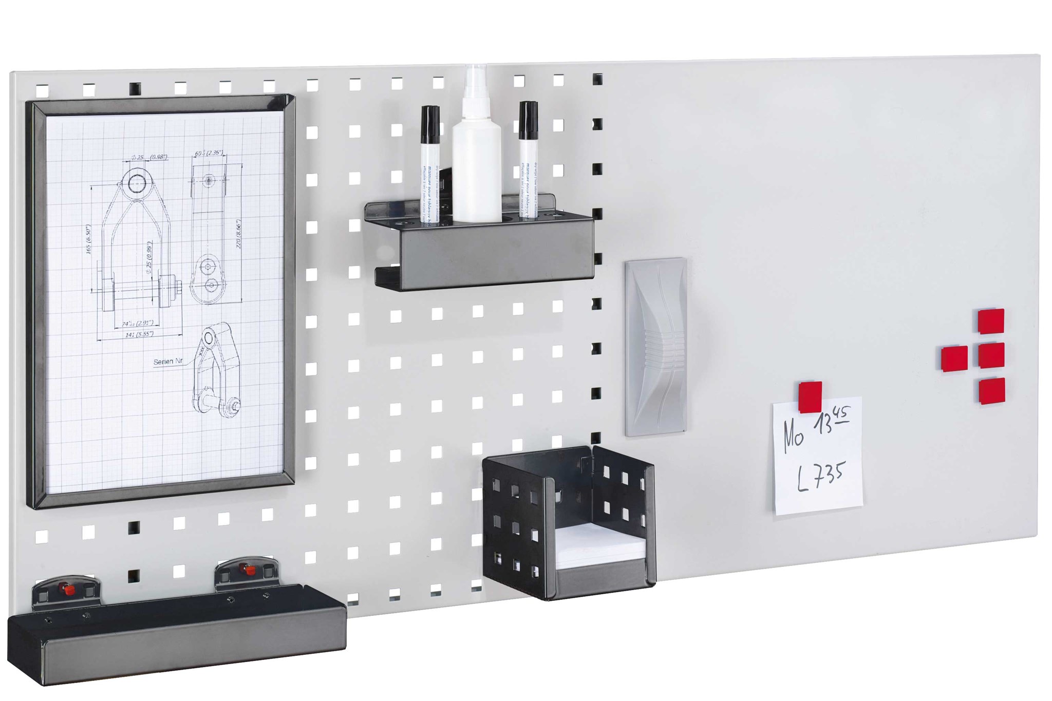 Bild von Office Set 1, 1 x Loch-/Magnetplatte RAL 7016 anthrazitgrau